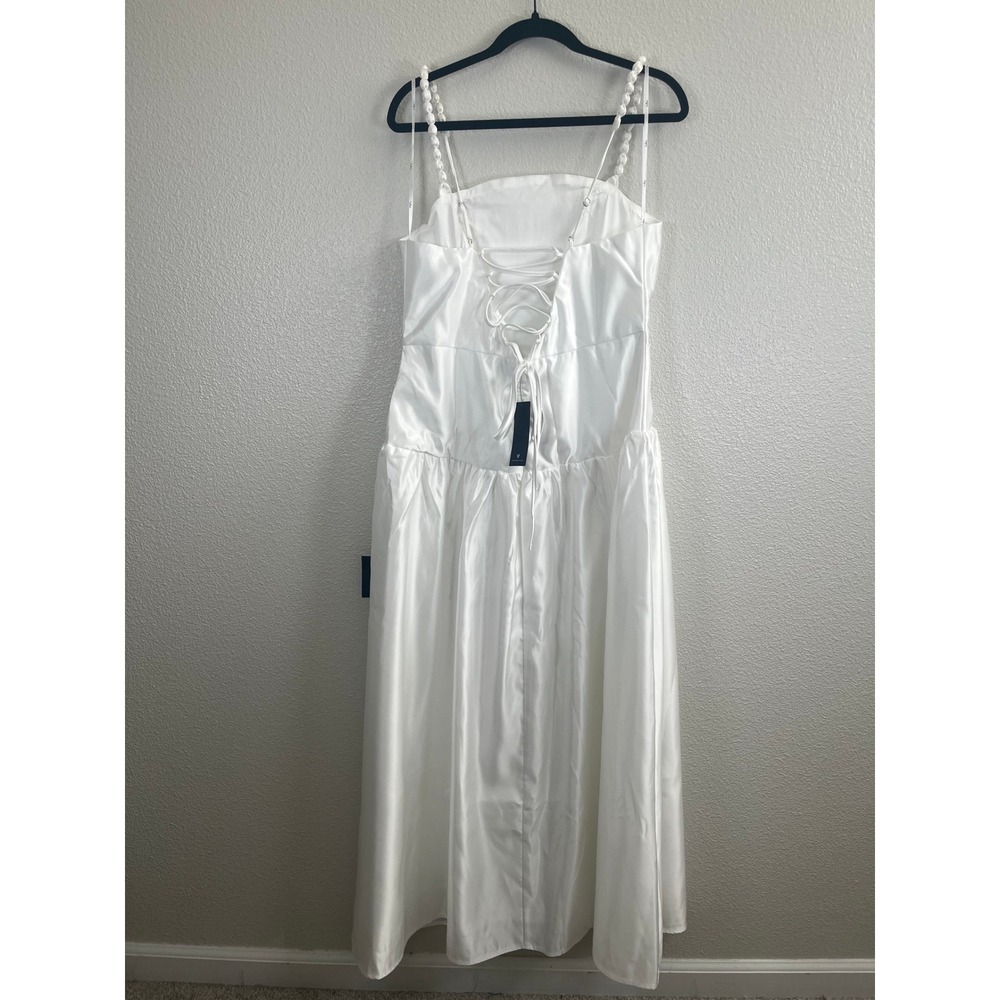 NWT Lulus Modern Adoration White Satin Backless Lace-Up Maxi Dress Extra Large - Picture 7 of 11